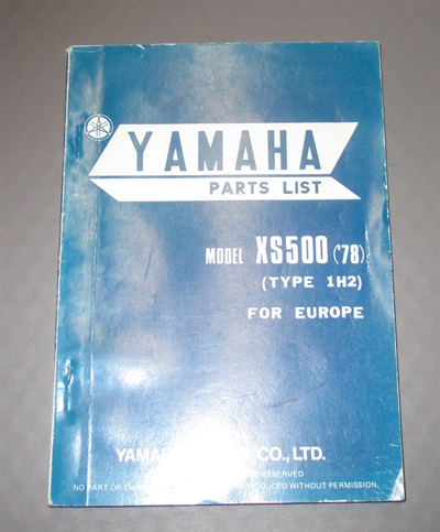 Yamaha XS 500 part list 78