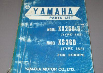 Yamaha XS 250-360 Part list